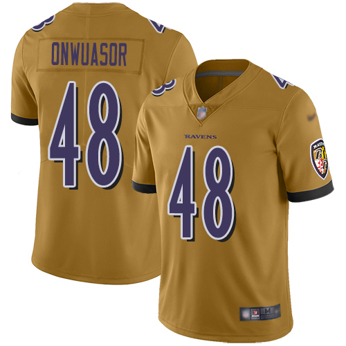 Baltimore Ravens Limited Gold Men Patrick Onwuasor Jersey NFL Football 48 Inverted Legend